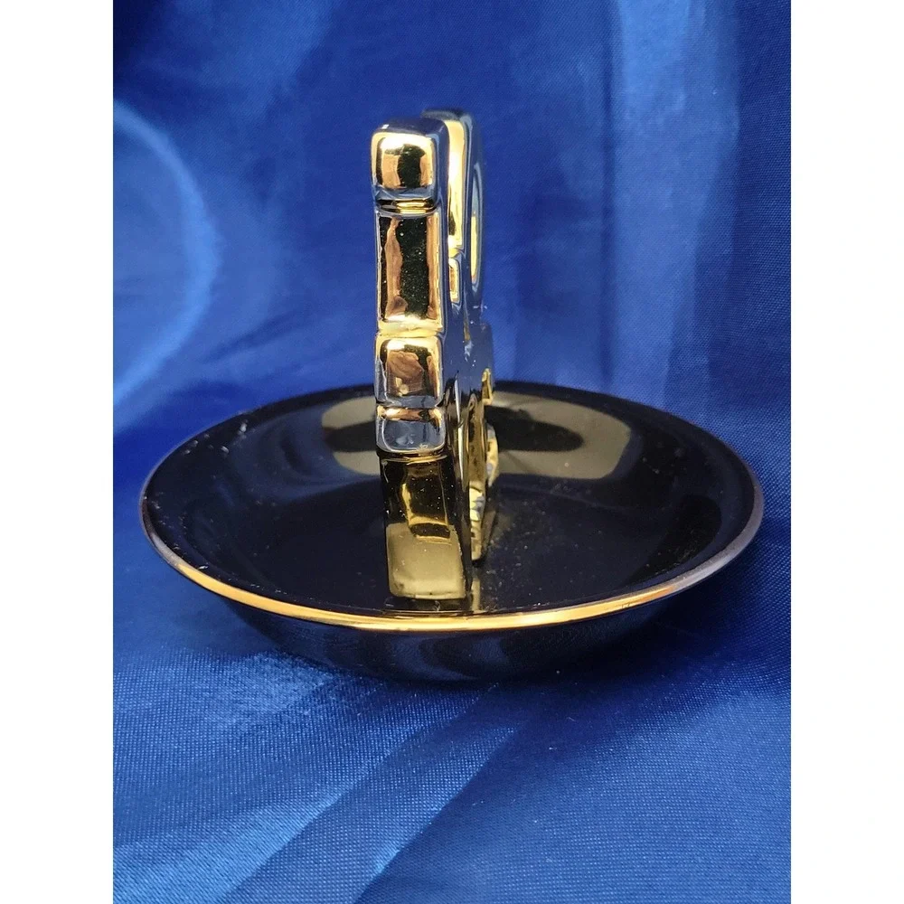 Navy Blue and Gold Jewelry Dish Love Porcelain